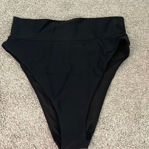 Aerie Black High Cut Cheeky Bikini Bottoms